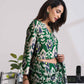 trueBrowns Green Muslin Ikat Shirt Blouse | Swadesiicart