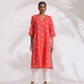 trueBrowns Orange Cotton Floral Embroidered Kurta Set | Swadesiicart