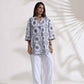 trueBrowns White Cotton Print Jacket Co-ord Set - Swadesiicart