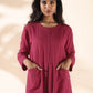 trueBrowns Carrot Cotton Dobby Pocket Dress | Swadesiicart