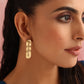trueBrowns Brass Embossed Rectangular Earrings - Swadesiicart