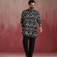 trueBrowns Men's Black Ikat Print Mandarin Collar Kurta Co-ord set - Swadesiicart