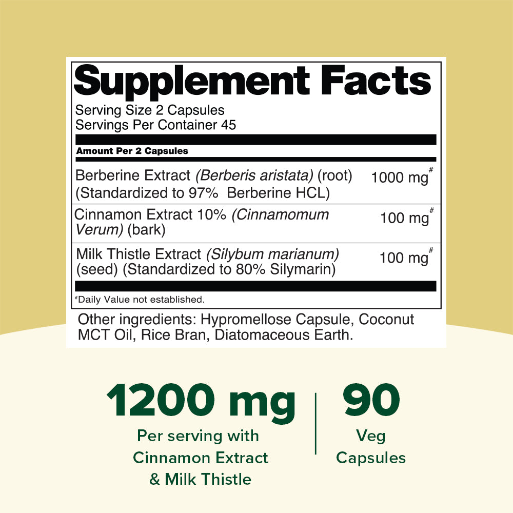 Berberine 1200 mg with Cinnamon Extract & Milk Thistle