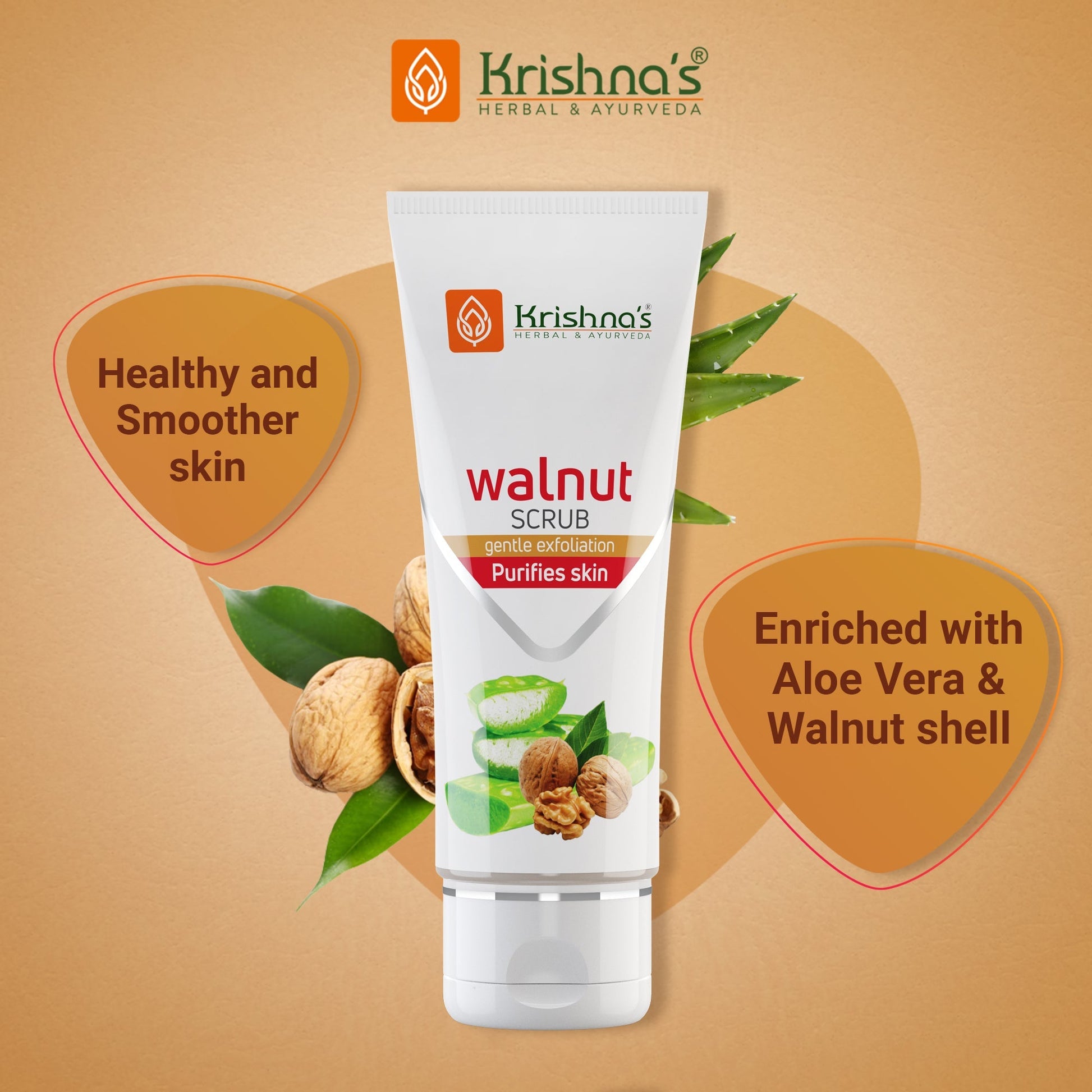 Krishna'S Herbal & Ayurveda Aloevera Walnut Scrub | Swadesiicart