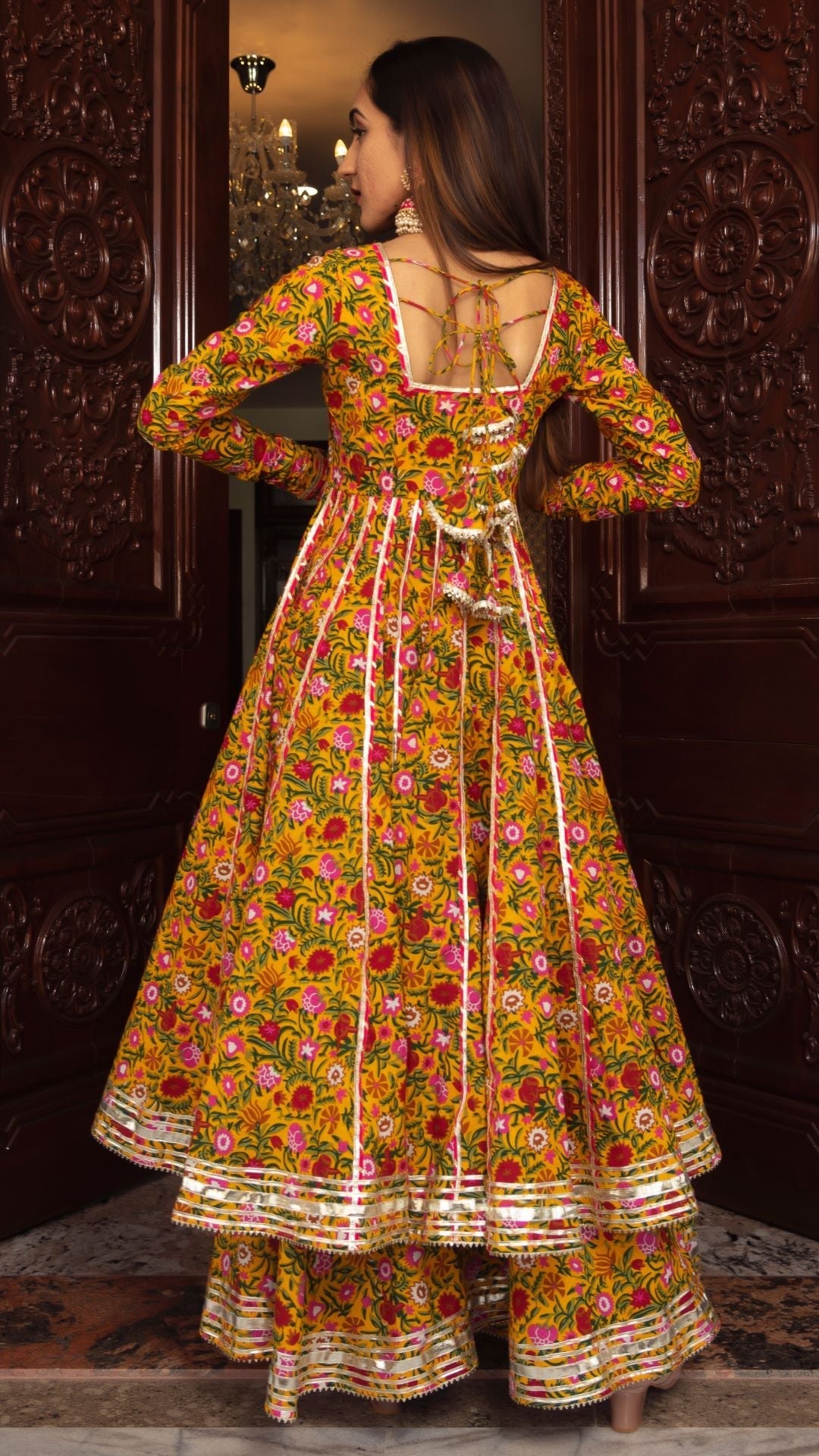 Pomcha Jaipur Mastani Cotton Anarkali Plazo Set | Swadesiicart