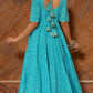 Pomcha Jaipur Bandhej Blue Cotton Anarkali Set | Swadesiicart