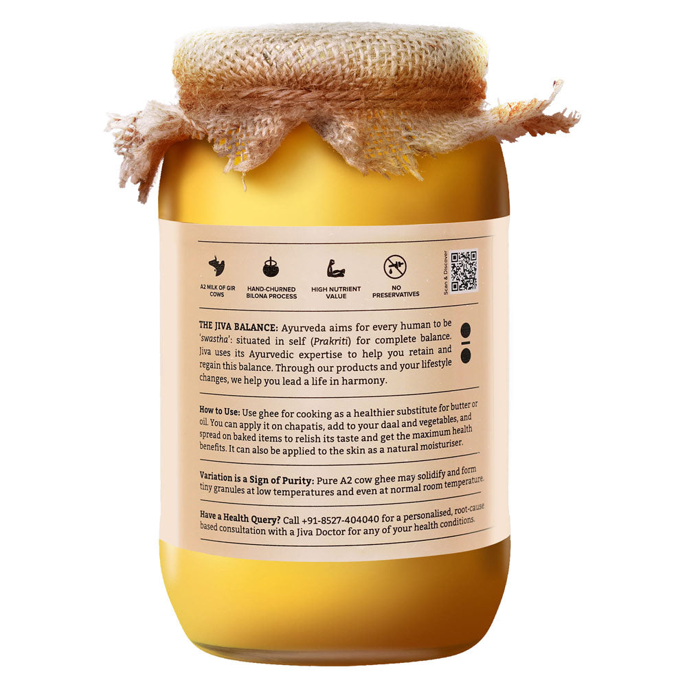 Jiva Ayurveda A2 Gir Desi Cow Ghee | Desi Gir Cow Ghee | Pure and Natural Ghee From A2 Cow Milk - Swadesiicart