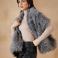 InWeave Women's Light Grey Fur Cape - Swadesiicart