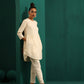 trueBrowns Ivory Tonal Cotton Side Gathers Co-ord Set - Swadesiicart