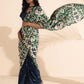 trueBrowns Green Blue Muslin Ikat Saree | Swadesiicart