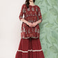 InWeave Women's Brick Rust Boota Sharara Set - Swadesiicart