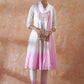 InWeave Women's White Lurex Pink Dye Patch Gota Anarkali Kurta Set W Dupatta - Swadesiicart