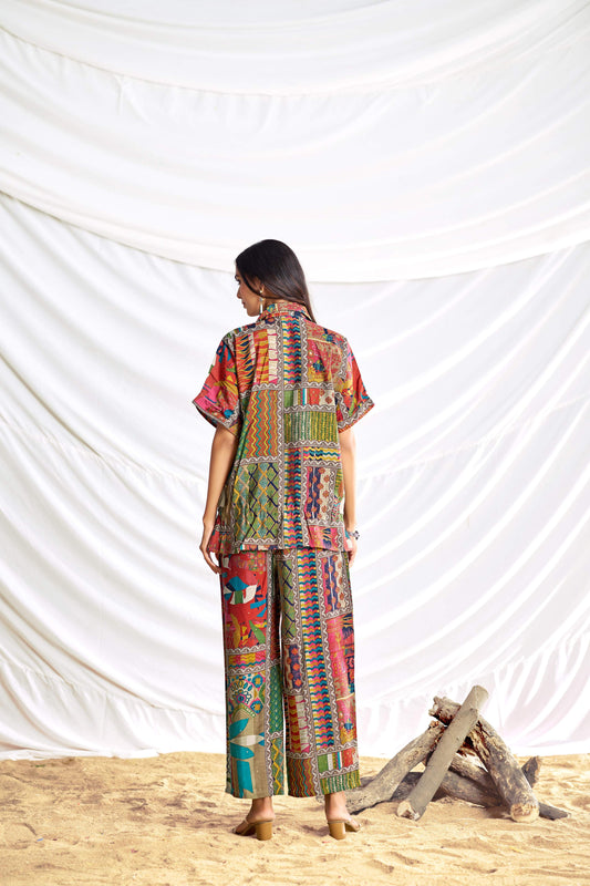 BulBul Kate Beige Chanderi Co-Ord Set - Swadesiicart