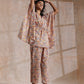 trueBrowns Multicolor Beige Overall Floral Block Print Cotton Kaftan Co-Ord Set - Swadesiicart