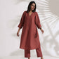 trueBrowns Pink Slub Kurta Set | Swadesiicart