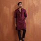 trueBrowns Men's Dark Purple Cotton Dobby Kurta | Swadesiicart