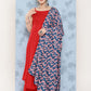 InWeave Women's Red Strappy Set W Navy Pink Lotus Cr Duptta - Swadesiicart