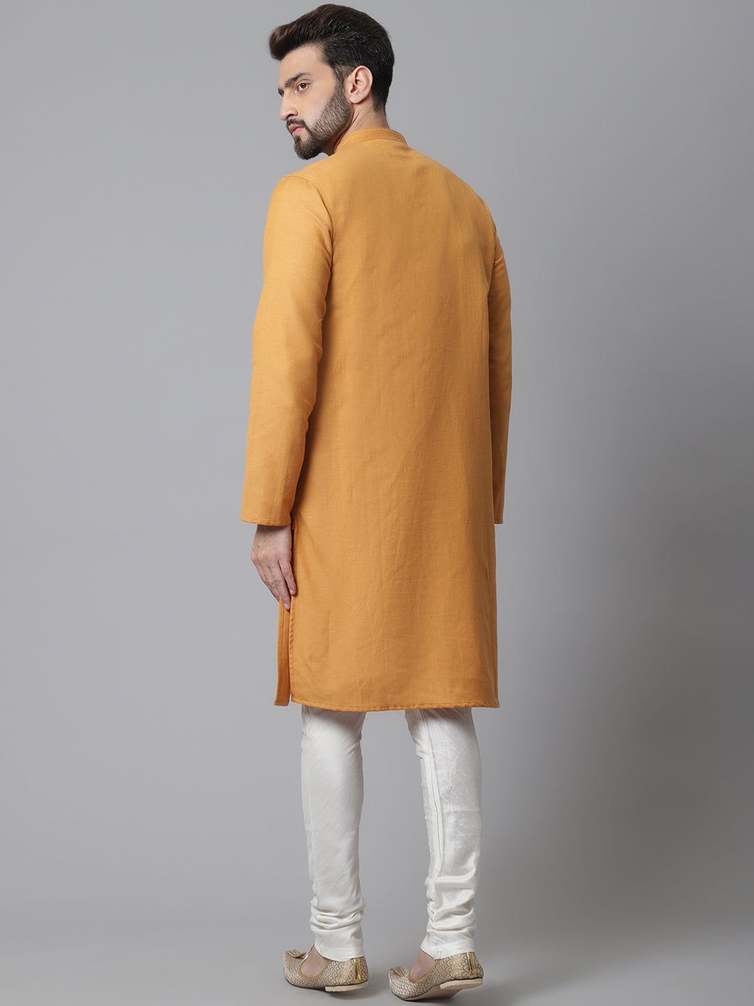 Even Apparels Yellow Solid Kurta With Band Collar | Swadesiicart