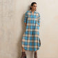 trueBrowns Beige Check Pleated Winter Dress | Swadesiicart