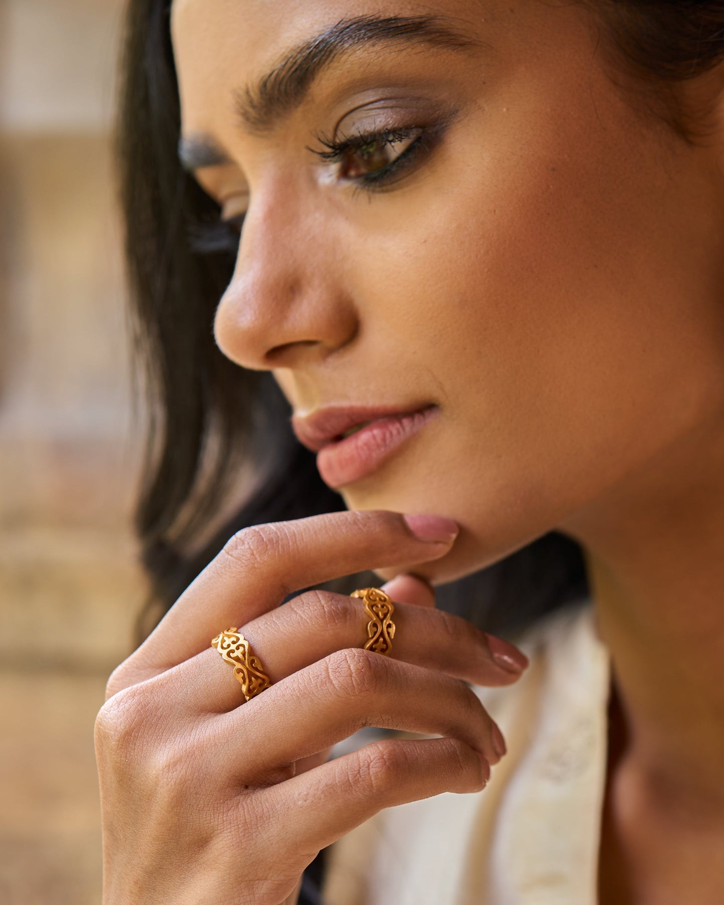 trueBrowns Gold-Polished Bel Rings | Swadesiicart