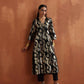 trueBrowns Black Metallic High Slit Kurta Set | Swadesiicart