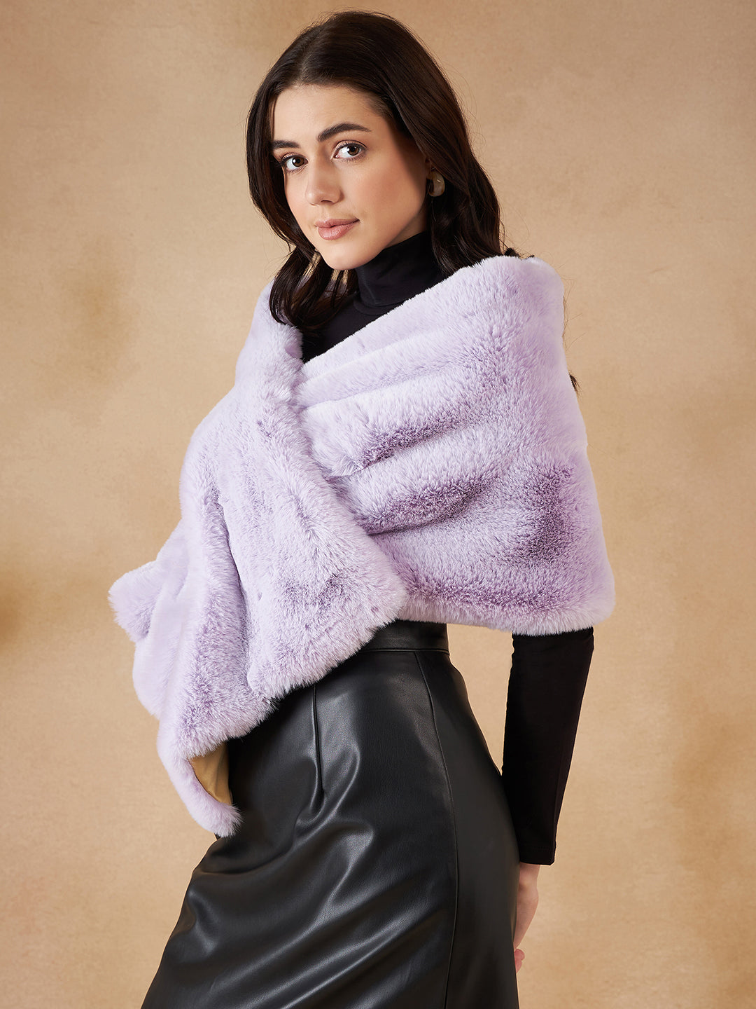 InWeave Women's Mauve Fur Cape - Swadesiicart