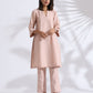 trueBrowns Light Pink Slub Kurta Co-ord Set - Swadesiicart