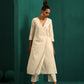 trueBrowns Ivory Tonal Cotton Angrakha Kurta Pant Set | Swadesiicart