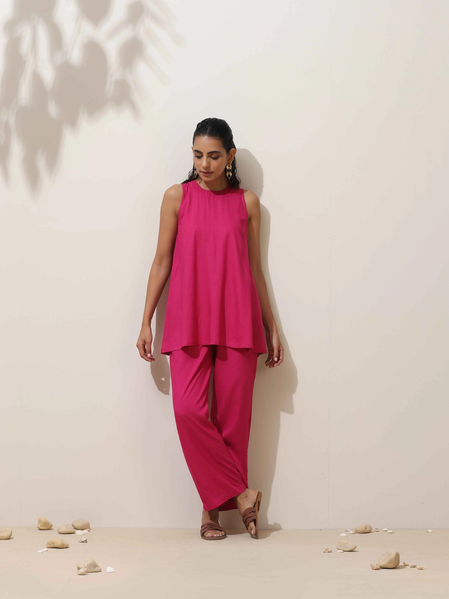trueBrowns Pink Viscose Co-ord Set - Swadesiicart