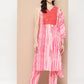 Ahalyaa Printed One-Shoulder Flared Sleeve Sequinned Kurta with Trousers | Swadesiicart