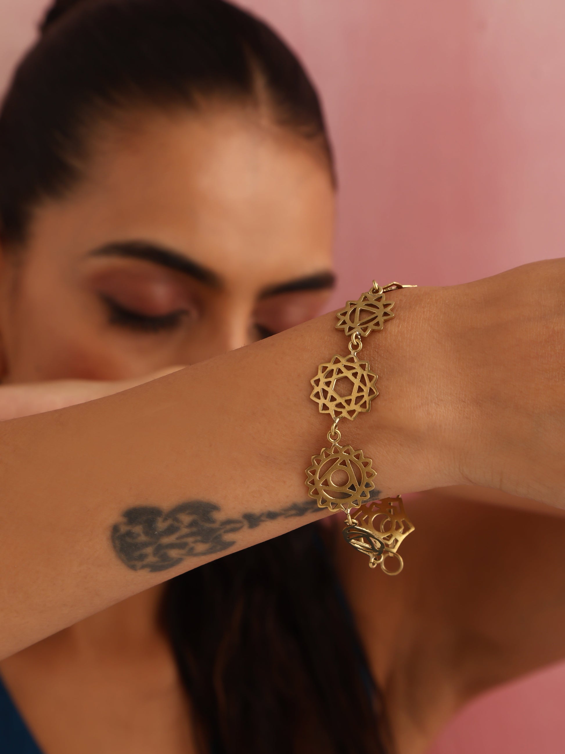 trueBrowns Brass Mandala Braclette - Swadesiicart