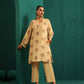 trueBrowns Beige Floral Bunch Muslin Silk Printed Relaxed Co-ord Set - Swadesiicart