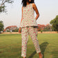 trueBrowns White Cotton Block Print Sleeveless Co-Ord set - Swadesiicart