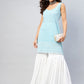 InWeave Women's Sky Blue Sweetheart Neckline Kurta - Swadesiicart