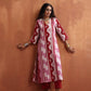trueBrowns Pink Abstract Print High Slit Kurta Set | Swadesiicart