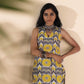 trueBrowns Yellow Cotton Ikat Sleeveless Kurta Pant Set | Swadesiicart