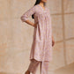 trueBrowns Grey Overall Floral Block Print Cotton Flared Slit Kurta Pant Set | Swadesiicart
