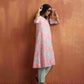 trueBrowns Beige Palm Print A-line Kurta Set | Swadesiicart