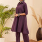 InWeave Women's Graphite Grey Collared Neck Flared Kurta Pant Set - Swadesiicart
