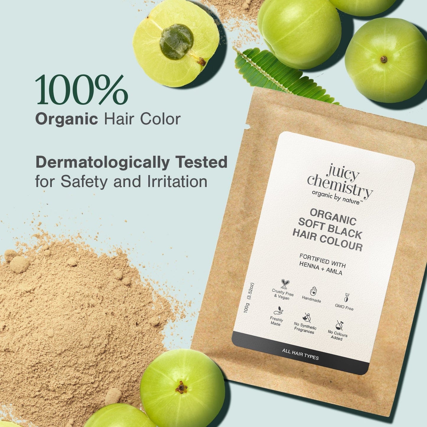 Organic Soft Black Hair Colour Fortified with Henna + Amla