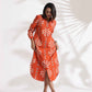 trueBrowns Orange Cotton Print Shirt Dress | Swadesiicart