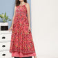 InWeave Women's Camelia Pastel Peach Print Strappy Kurta Set - Swadesiicart