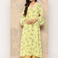 Ahalyaa Floral Printed Bell Sleeves Gotta Patti Georgette Kurta | Swadesiicart