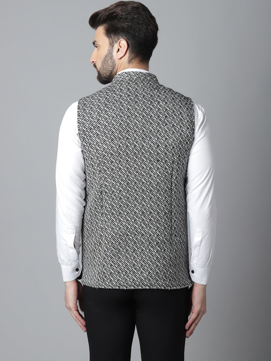 Even Apparels Men's Grey Pure Wool Nehru Jacket | Swadesiicart