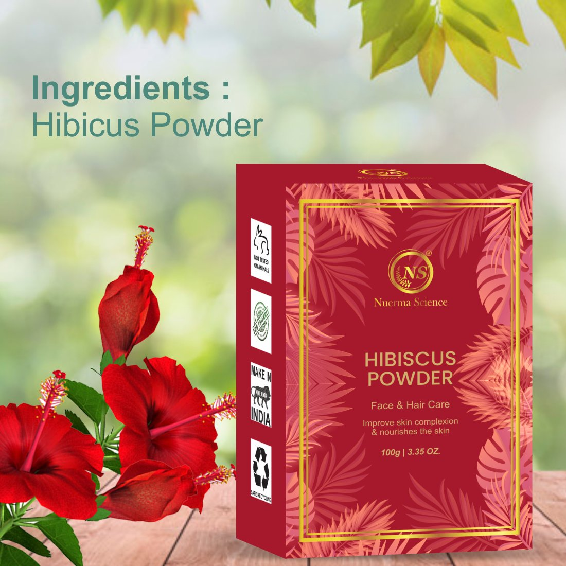 Nuerma Science Hibiscus Bio Organic Powder For Hair & Skin | Swadesiicart