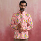 trueBrowns Men's Lime Ikat Print Cotton Shirt | Swadesiicart