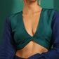 trueBrowns Teal Blue Silk Full Sleeve Blouse | Swadesiicart