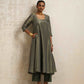 trueBrowns Green Tissue Anarkali Kurta Dupatta Set | Swadesiicart