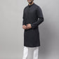 Even Apparels Black Pure Cotton Kurta With Band Collar | Swadesiicart