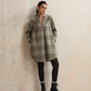 trueBrowns Green Check Pleated Winter Top | Swadesiicart